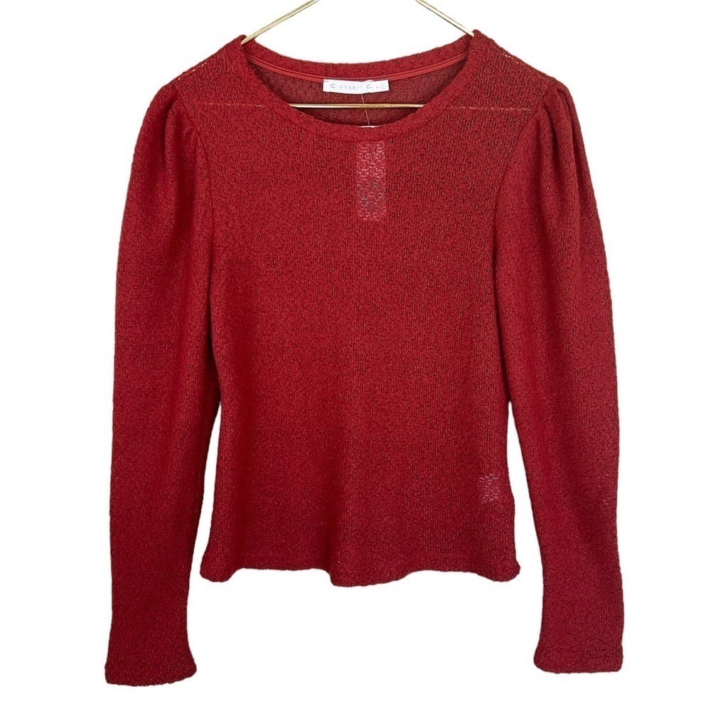 Lush Carmen Ruched Sleeve Knit Sweater Top NWT